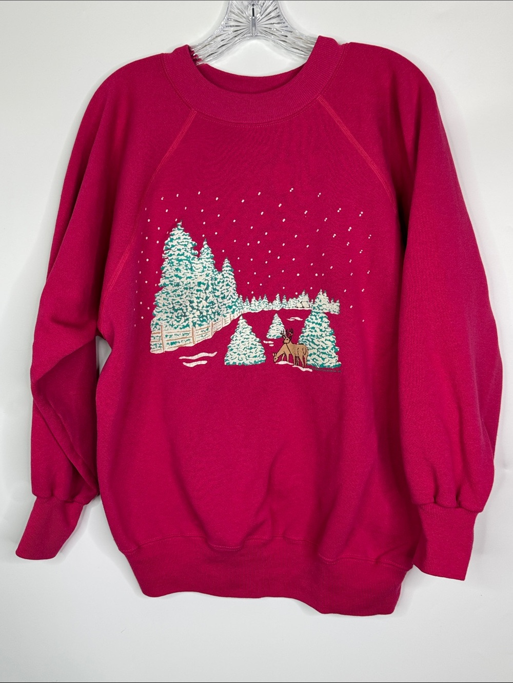 Vintage Ultra Sweats Pink Northwoods Winter Crew Sweatshirt Size Large